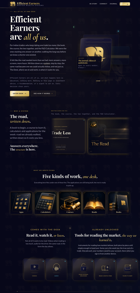 The Efficient Earners company homepage.