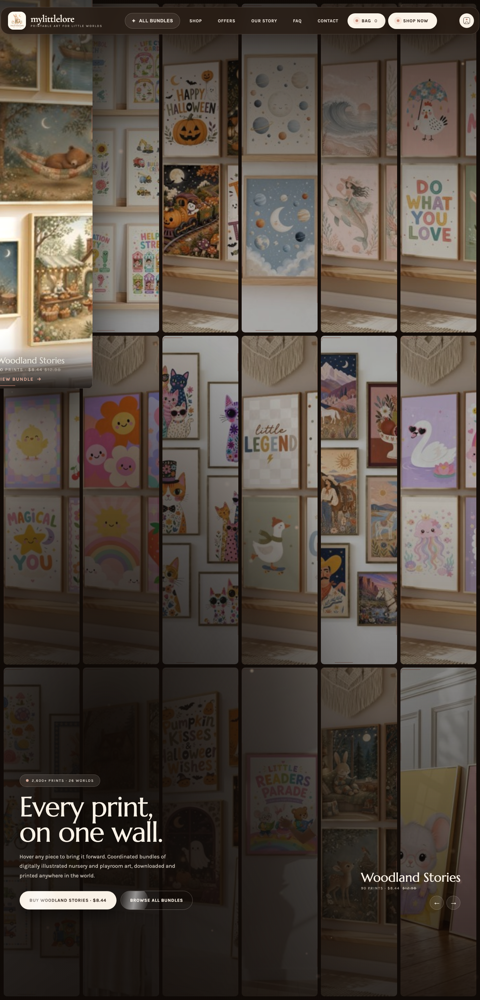 The My Little Lore storefront homepage, my own build.